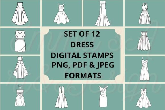 12 Dress Digital Stamps Bundle: A Smart Choice for Crafters and Designers