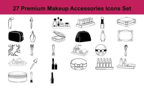 27 Premium Makeup Accessories Icons Set: Enhancing Beauty-Themed Design Projects