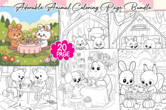 Adorable Animal Coloring Page Bundle: Creative Design Made Easy