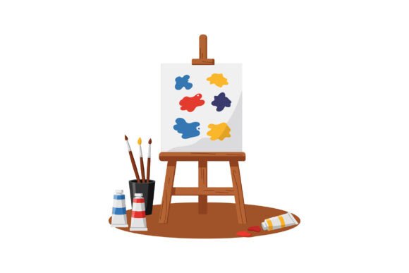 Artist Easel with Paint Tubes and Brushes: A Creative Resource for Art Enthusiasts