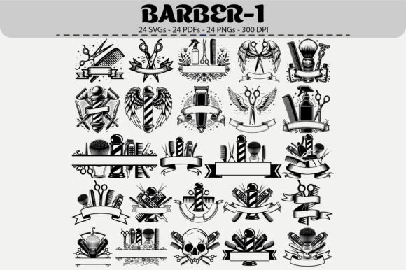 Barber Shop Clipart – 24 Designs: A Versatile Resource for Creative Branding and Design Projects