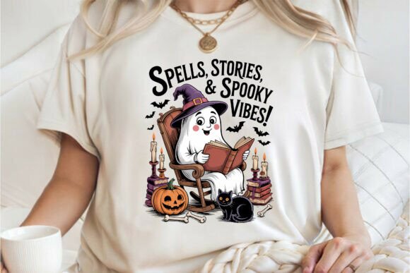 Bookish Halloween Ghost Shirt PNG: A Versatile Design for Creative Projects