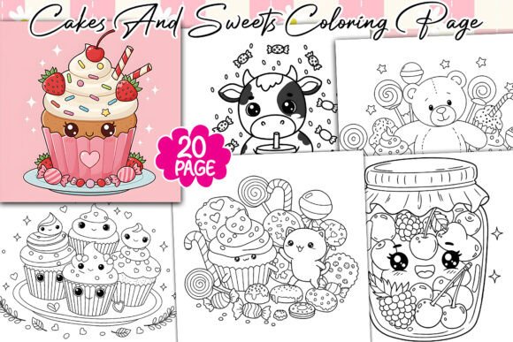 Cakes and Sweets Coloring Bundle