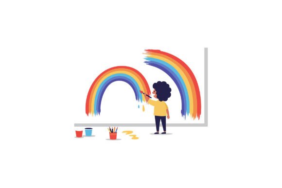 Child Painting Colorful Rainbows: A Joyful Burst of Creativity