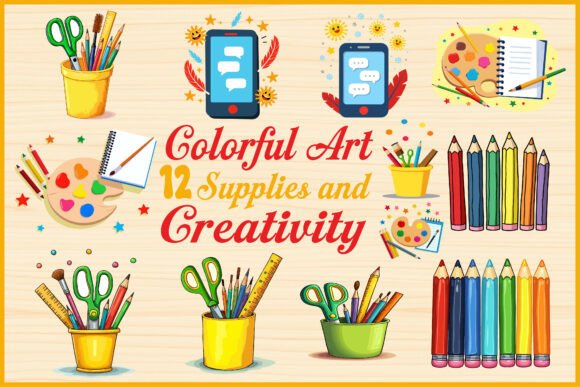 Colorful Art Supplies Creativity Pack: A Versatile Toolkit for Digital and Analog Creatives