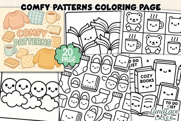 Comfy Patterns Coloring Page Bundle
