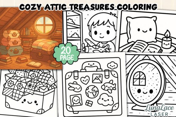 Cozy Attic Treasures Coloring Page