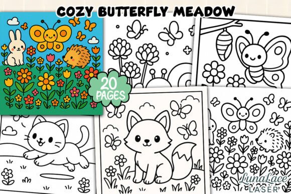 Cozy Butterfly Meadow Coloring Page: A Mindful Tool for Creative Integration and Stress Relief