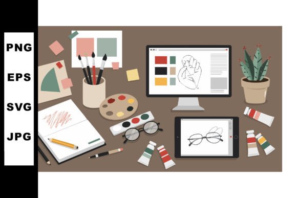 Creative Workspace with Art Supplies: A Calm Corner for Artistic Minds