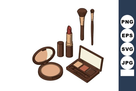 Elegant Makeup Cosmetic Sets: The Timeless Appeal of Lipstick, Powder, and Brown-Toned Essentials