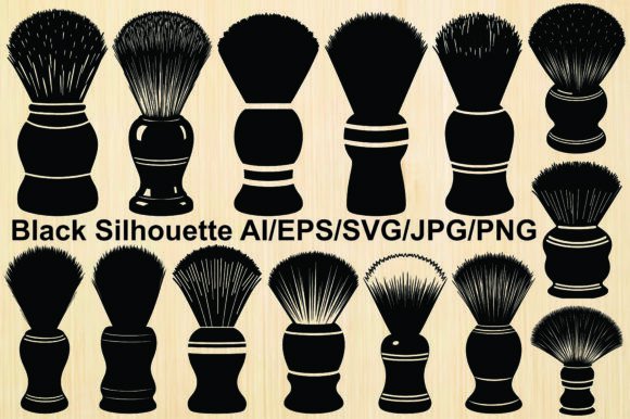 Enhance Your Grooming Brand with the Shaving Brush Silhouette Vector Bundle