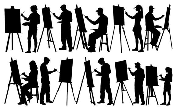Exploring Artists Painting Silhouettes Vector Art: A Unique Visual Medium