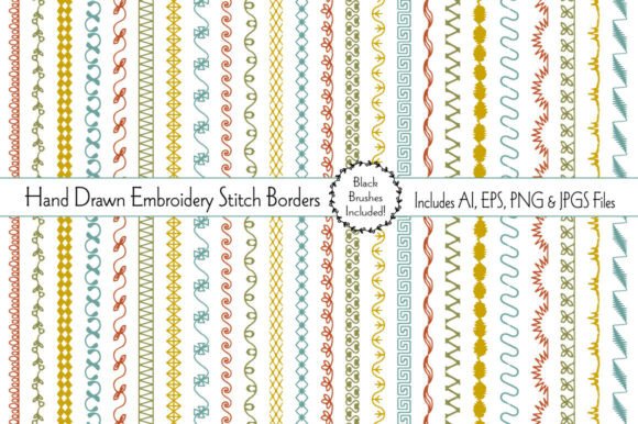 Hand Drawn Embroidery Stitch Borders: A Versatile Design Resource for Creative Projects