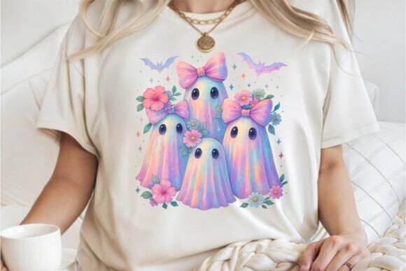 Pastel Ghost Family Halloween Girly PNG: A Versatile Design for Creative Projects