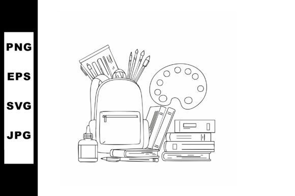 School Backpack with Art Supplies Palette: A Creative Resource for Visual Projects